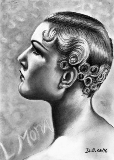 Drawing titled "coiffure-annees-30" by Dominique Obry, Original Artwork