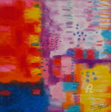 Painting titled "ABSTRAIT PASTEL HUI…" by Dominique Ostrycharz, Original Artwork, Pastel
