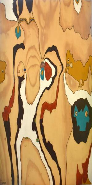 Malerei mit dem Titel "Parmi les faunes" von Dominique Petit, Original-Kunstwerk, Acryl