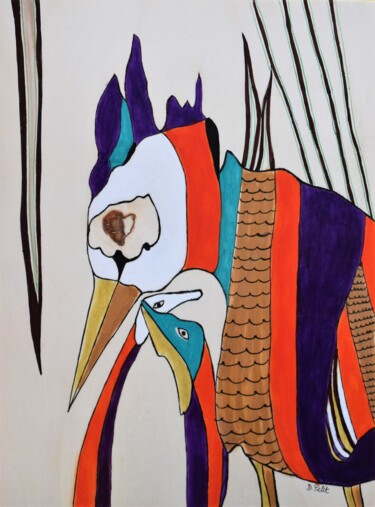 Pintura titulada "Oiseaux n° 5" por Dominique Petit, Obra de arte original, Acrílico