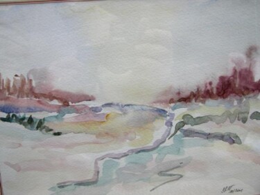 Peinture intitulée "paysage.JPG" par Dominique Petit, Œuvre d'art originale, Aquarelle