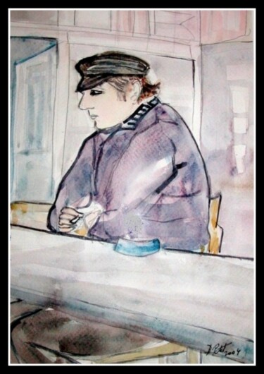 Schilderij getiteld "Le Breton" door Dominique Petit, Origineel Kunstwerk, Aquarel