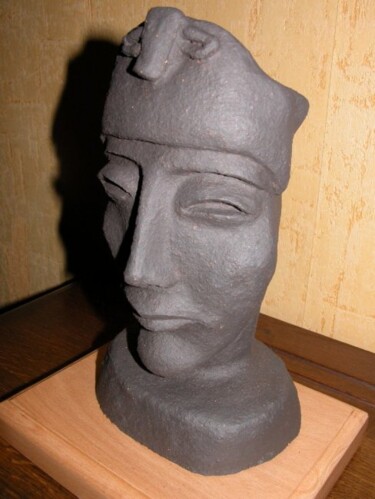 Skulptur mit dem Titel "Akhénaton" von Dominique Petit, Original-Kunstwerk, Terra cotta