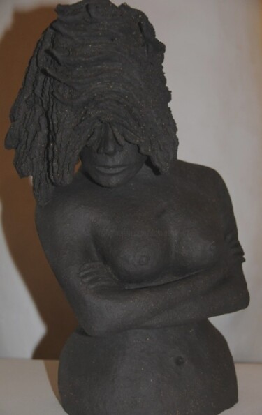 Sculpture intitulée "L'Effrontée" par Dominique Petit, Œuvre d'art originale, Terre cuite