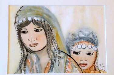 Painting titled "Jeunes russes" by Dominique Petit, Original Artwork, Watercolor