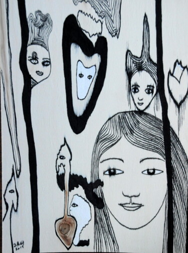Zeichnungen mit dem Titel "Les habitants de la…" von Dominique Petit, Original-Kunstwerk, Tinte