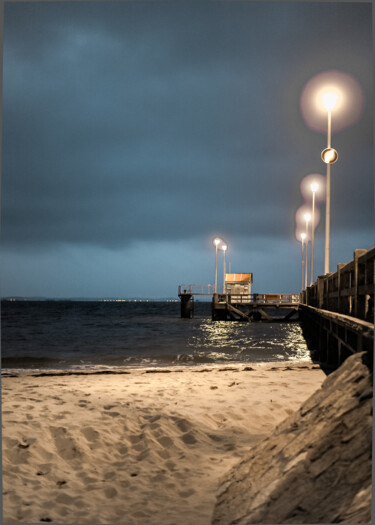 Fotografia intitolato "Jetée de nuit I" da Dominique Petrel, Opera d'arte originale