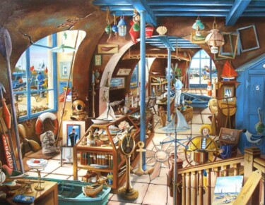 Peinture intitulée "Le magasin d'antiqu…" par Dominique Pineau, Œuvre d'art originale