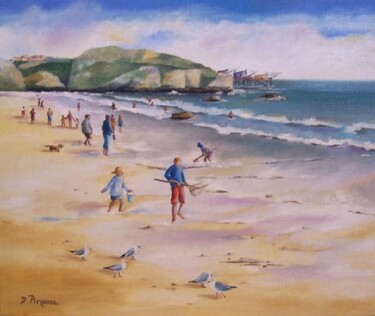Painting titled "La plage" by Dominique Pineau, Original Artwork