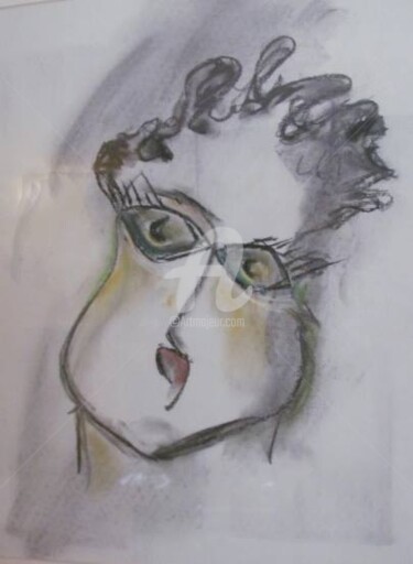 Drawing titled "visage-sombre.jpg" by Dominique Plastre, Original Artwork, Pastel