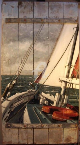 Peinture intitulée "nez au vent sur riv…" par Dominique Richard, Œuvre d'art originale, Acrylique