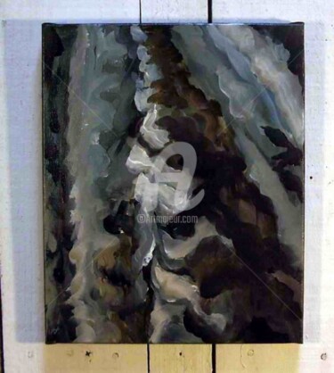 Painting titled "trace de pneu dans…" by Dominique Richard, Original Artwork