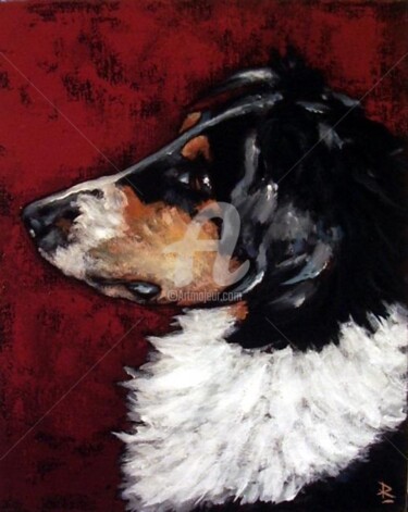 Peinture intitulée "chien de Guy B." par Dominique Richard, Œuvre d'art originale