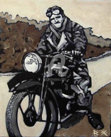 Painting titled "Royal Enfield 03" by Dominique Richard, Original Artwork, Oil