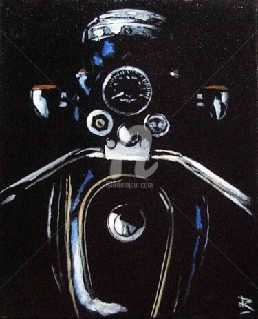 Painting titled "Royal enfield 06" by Dominique Richard, Original Artwork, Acrylic