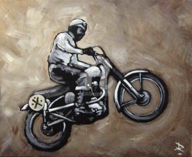 Painting titled "Royal Enfield 07" by Dominique Richard, Original Artwork, Acrylic