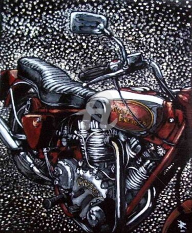 Painting titled "Royal Enfield 08" by Dominique Richard, Original Artwork, Acrylic