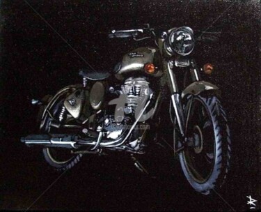 Painting titled "Royal Enfield 11" by Dominique Richard, Original Artwork, Acrylic