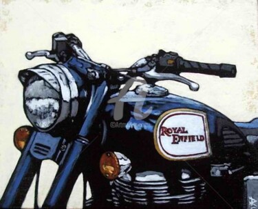 Painting titled "Royal Enfield 15" by Dominique Richard, Original Artwork, Acrylic
