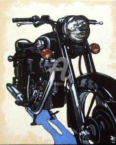 Painting titled "Royal Enfield 16" by Dominique Richard, Original Artwork, Acrylic