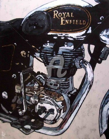 Painting titled "Royal Enfield 18" by Dominique Richard, Original Artwork, Acrylic
