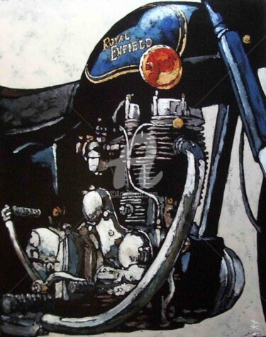 Painting titled "Royal Enfield 19" by Dominique Richard, Original Artwork, Acrylic