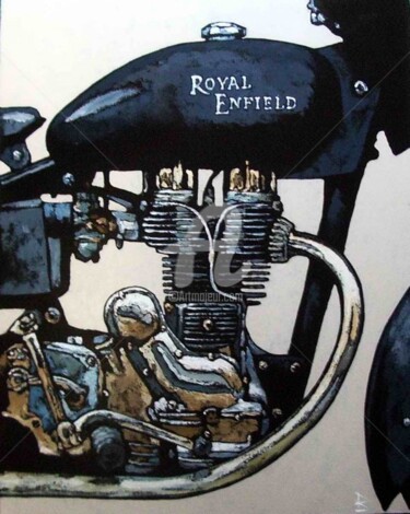 Painting titled "Royal Enfield 20" by Dominique Richard, Original Artwork, Acrylic