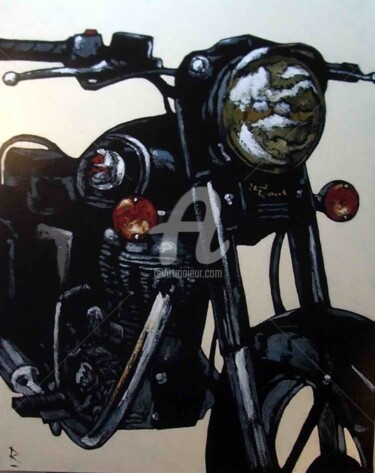 Painting titled "Royal Enfield 21" by Dominique Richard, Original Artwork, Acrylic