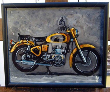 Painting titled "Royal Enfield diesel" by Dominique Richard, Original Artwork, Acrylic