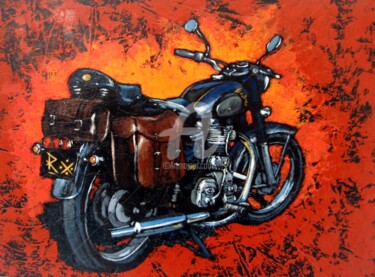 Painting titled "Royal Enfield 500 B…" by Dominique Richard, Original Artwork, Acrylic