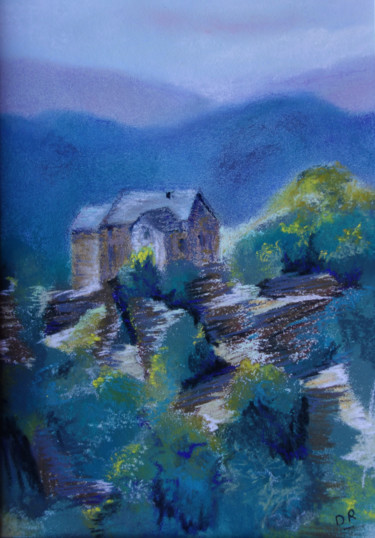 Malerei mit dem Titel "Grèce" von Dominique Righi, Original-Kunstwerk, Pastell