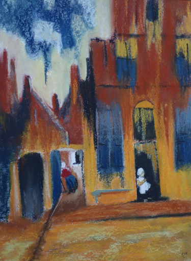 Peinture intitulée "La ruelle. 1" par Dominique Righi, Œuvre d'art originale, Pastel