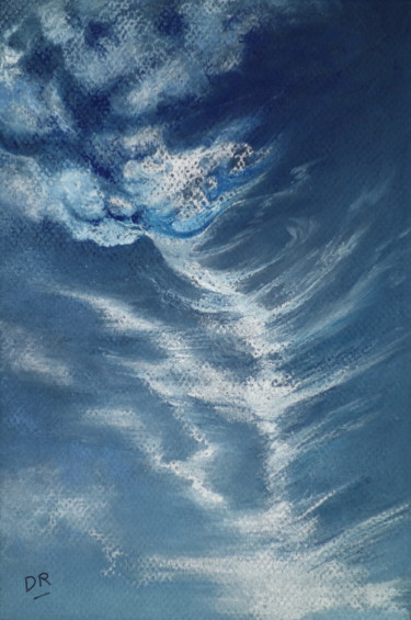 Painting titled "Bleu 2" by Dominique Righi, Original Artwork, Pastel