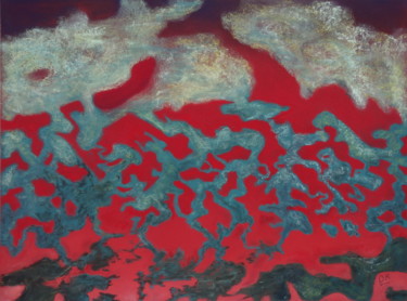 Pintura titulada "Algues rouges" por Dominique Righi, Obra de arte original, Pastel