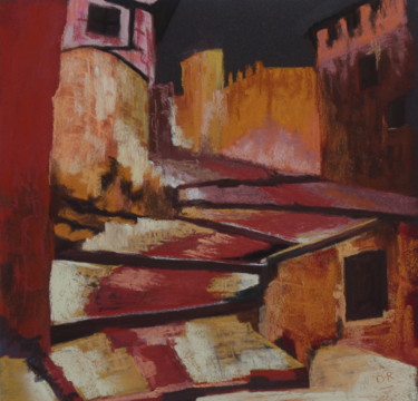 Картина под названием "Albaracin. 1" - Dominique Righi, Подлинное произведение искусства, Пастель