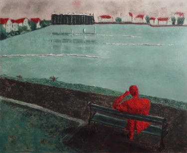 Schilderij getiteld "Lac Tjörnin 2" door Dominique Righi, Origineel Kunstwerk, Pastel