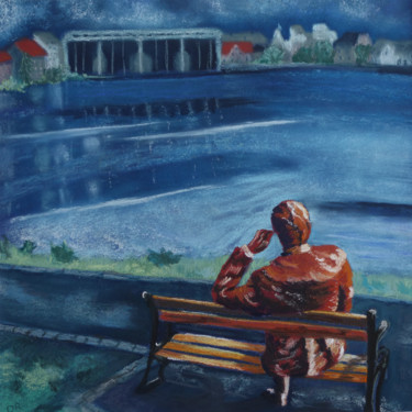 Peinture intitulée "Lac Tjörnin 1" par Dominique Righi, Œuvre d'art originale, Pastel