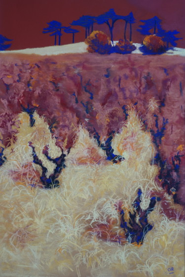 Peinture intitulée "Vignobles de La Mad…" par Dominique Righi, Œuvre d'art originale, Pastel