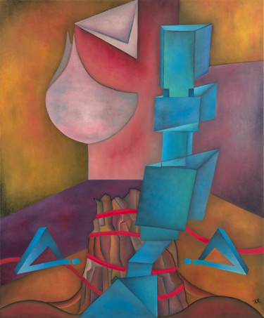 Painting titled "Abstration XVIII" by Dominique Rousseau, Original Artwork, Oil