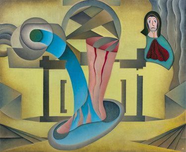 Peinture intitulée "Lavement des Pieds" par Dominique Rousseau, Œuvre d'art originale, Huile