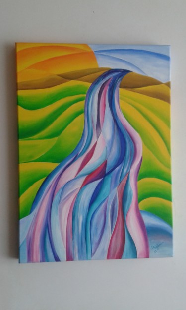 Painting titled "" Cascade II " 2012" by Dominique Salmon, Original Artwork, Oil