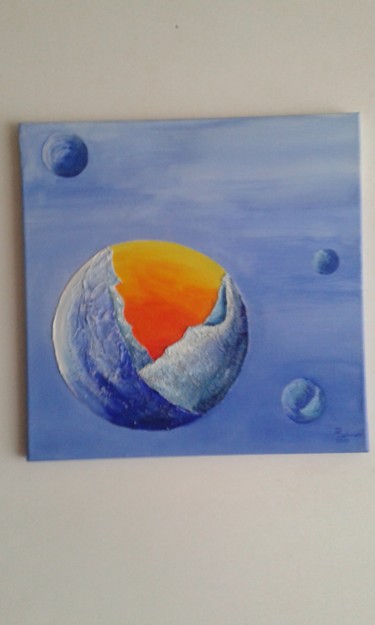 Peinture intitulée "" Les Planètes Bleu…" par Dominique Salmon, Œuvre d'art originale, Acrylique
