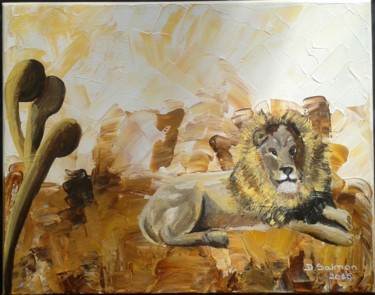 Pintura intitulada "" Le roi de la sava…" por Dominique Salmon, Obras de arte originais