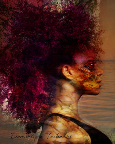 Digital Arts titled "cheveux mauves" by Dominique Taïbouni, Original Artwork, Digital Painting