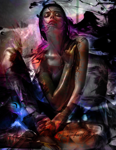 Digitale Kunst mit dem Titel "femme assise" von Dominique Taïbouni, Original-Kunstwerk, Fotomontage