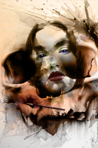 Arts numériques intitulée "Portrait aquarellé" par Dominique Taïbouni, Œuvre d'art originale, Photo montage