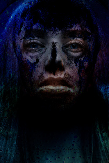 Arte digital titulada "Maquillage guerrier" por Dominique Taïbouni, Obra de arte original, Foto-montaje