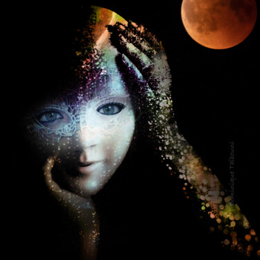 Arts numériques intitulée "Dame lune" par Dominique Taïbouni, Œuvre d'art originale, Photo montage