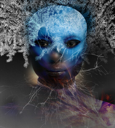 Digitale Kunst mit dem Titel "Extra bleue" von Dominique Taïbouni, Original-Kunstwerk, Fotomontage