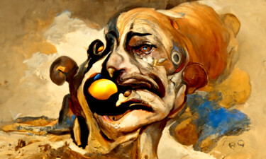 Arte digitale intitolato "le clown triste" da Dominique Taïbouni, Opera d'arte originale, Immagine generata dall'IA